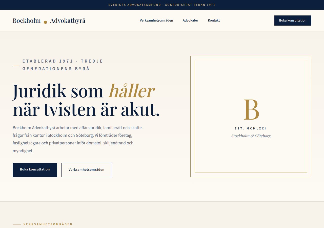 Bockholm Advokatbyrå hero